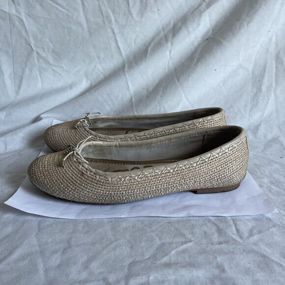 Sam Edelman Falcon Raffia Ballet Flats Casual Chic Slip On Shoes Tan Women 7.5 - Picture 4 of 8